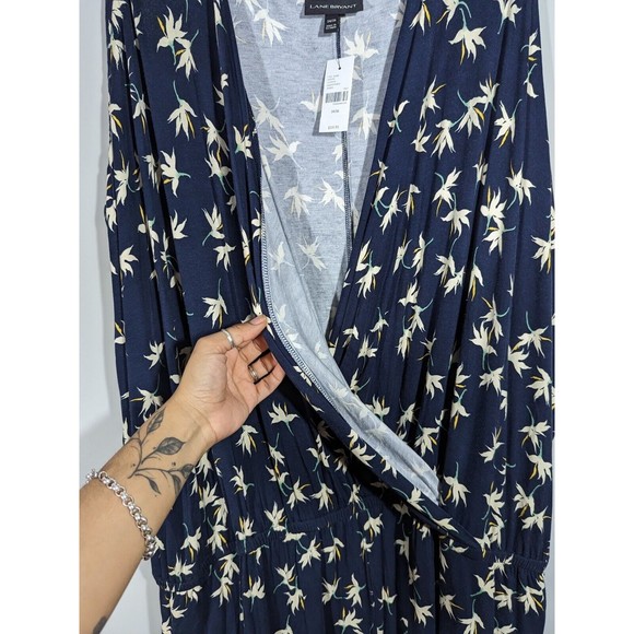 New Lane Bryant Navy Floral Faux Wrap Romper Plus Size Woman 34/36 - Picture 6 of 8